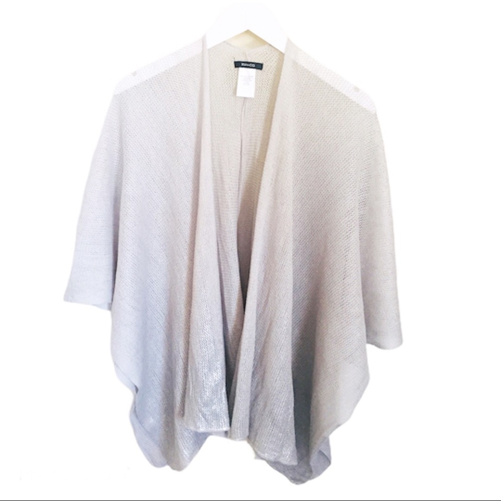 RW & CO Open Front Ruana Draped Front Cape/Shawl Grey/Silver O/S Fits All